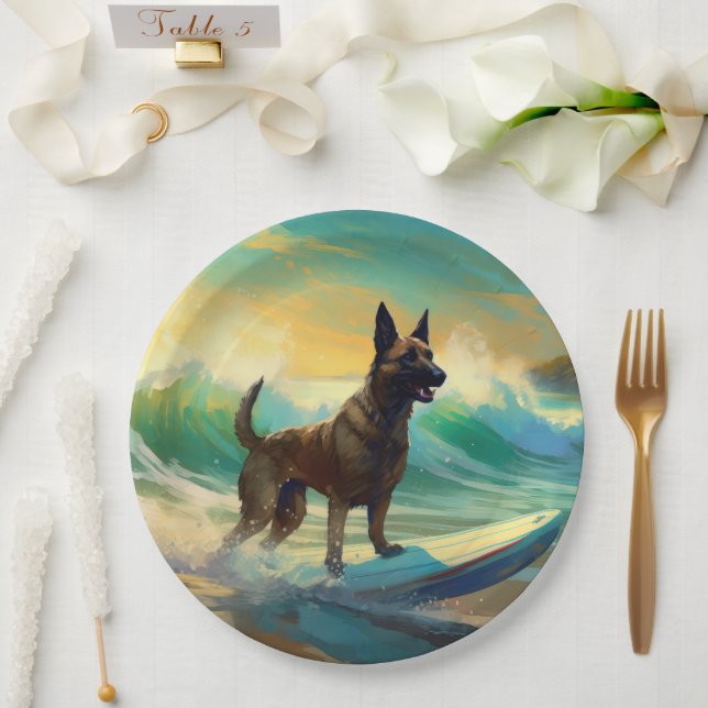 Plato De Papel Pintura de surf de Malinoi en Bélgica (Boda)