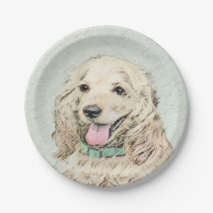 Plato De Papel Pintura de tipo buffet Cocker Spaniel - Arte origi