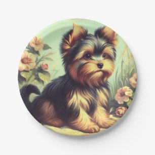Plato De Papel Pintura de Yorkshire Terrier