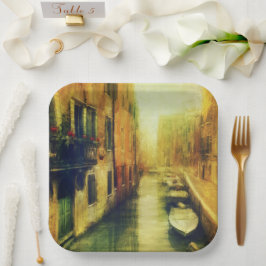 Plato De Papel Pintura del Canal de Venecia Balcony