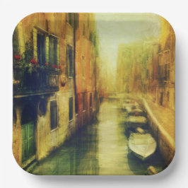 Plato De Papel Pintura del Canal de Venecia Balcony