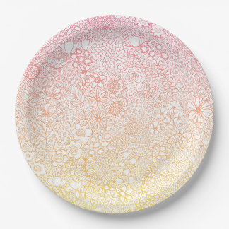 Plato De Papel Pintura detallada de la escena del jardín Artista 
