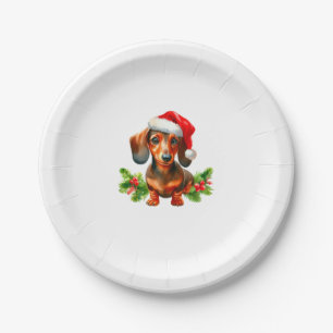 Plato De Papel Pintura festiva de Dachshund - Doxie de vacaciones