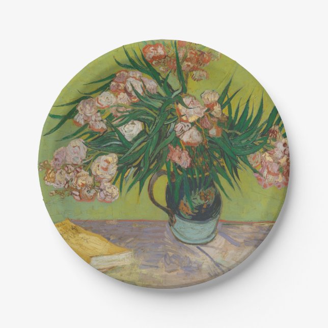 Plato De Papel Pintura floral de Vincent Van Gogh Oleander (Anverso)