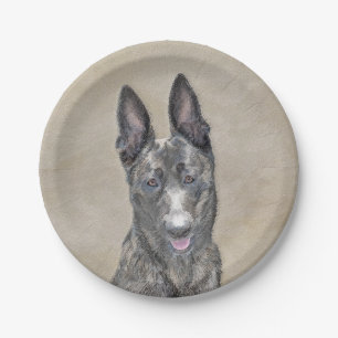 Plato De Papel Pintura Holandesa de Pastores - Arte Perro Origina