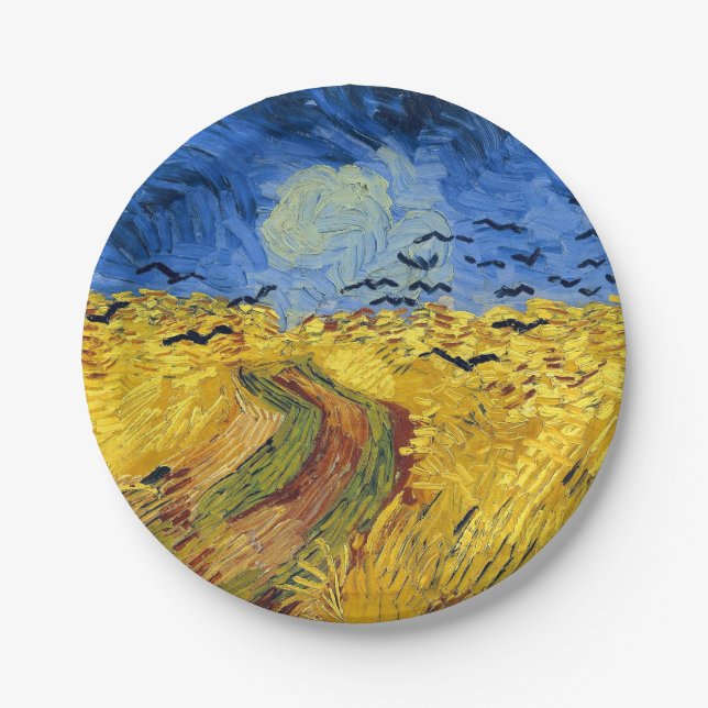 Plato De Papel Pintura impresionista de Van Gogh Wheat Fields (Anverso)