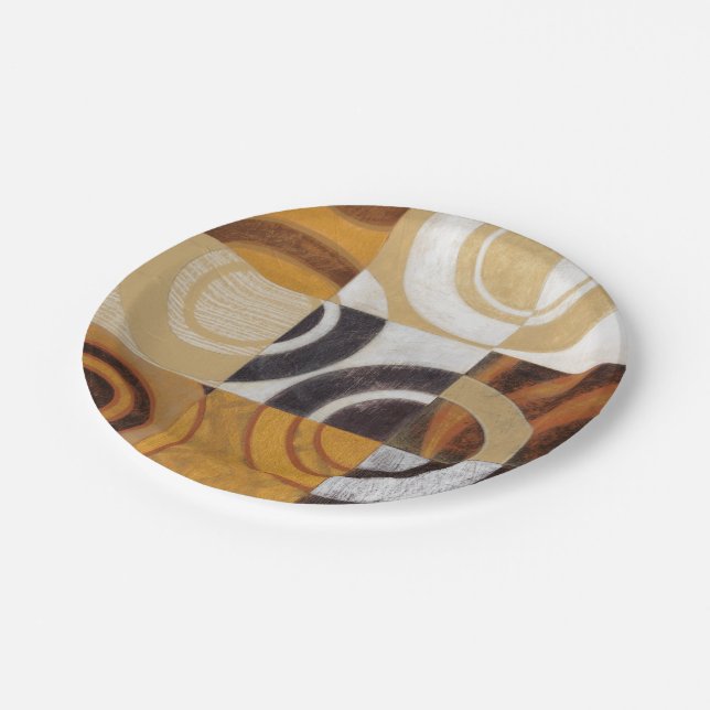 Plato De Papel Pintura moderna con patrones circulares (Angular)