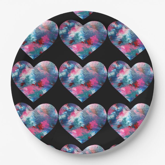 Plato De Papel Pintura multicolor en madera (Anverso)