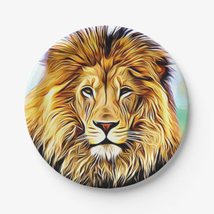 Plato De Papel Pintura principal de Digitaces del león