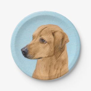 Plato De Papel Pintura Ridgeback Rhodesiana - Arte Perro Original
