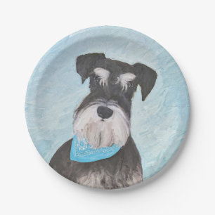 Plato De Papel Pintura Schnauzer (en miniatura) - Perro original