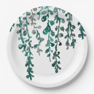Plato De Papel Pintura tropical de impresión botánica