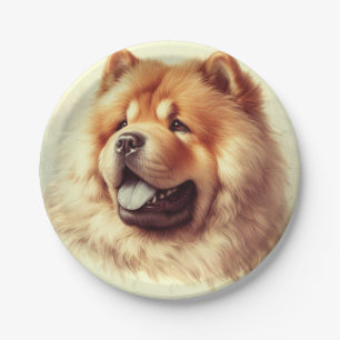 Plato De Papel Pintura vintage de Chow-Chow