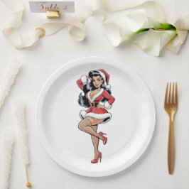 Plato De Papel Pinup Santa Babe