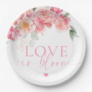 Plato De Papel Piper Peonía Flores Amor en Flor Ducha de Novia