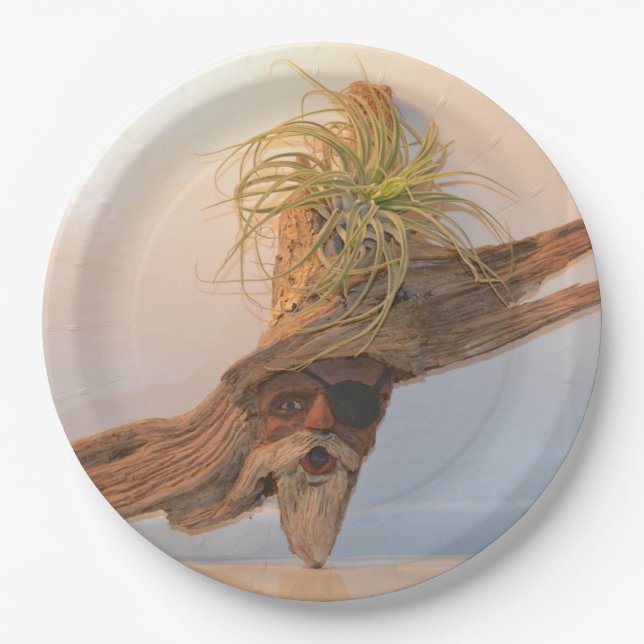 Plato De Papel Pirata con planta de aire (Anverso)