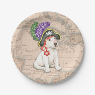 Plato De Papel Pirata de bull terrier