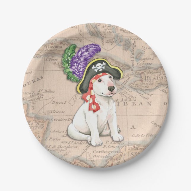 Plato De Papel Pirata de Bull Terrier (Anverso)