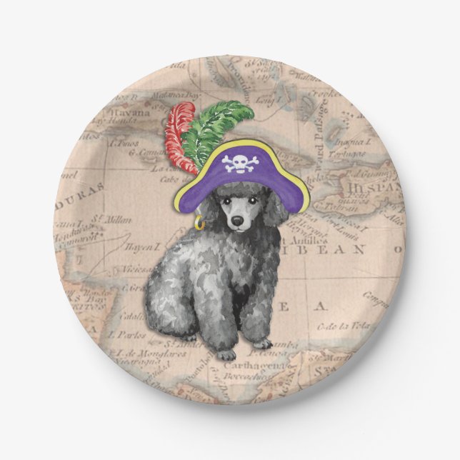 Plato De Papel Pirata de caniche en miniatura (Anverso)