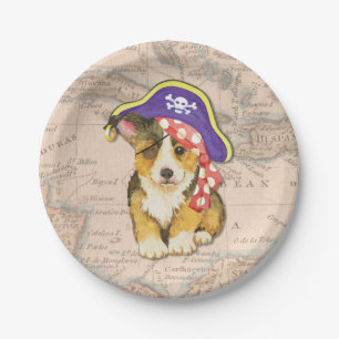 Plato De Papel Pirata de Pembroke Welsh Corgi
