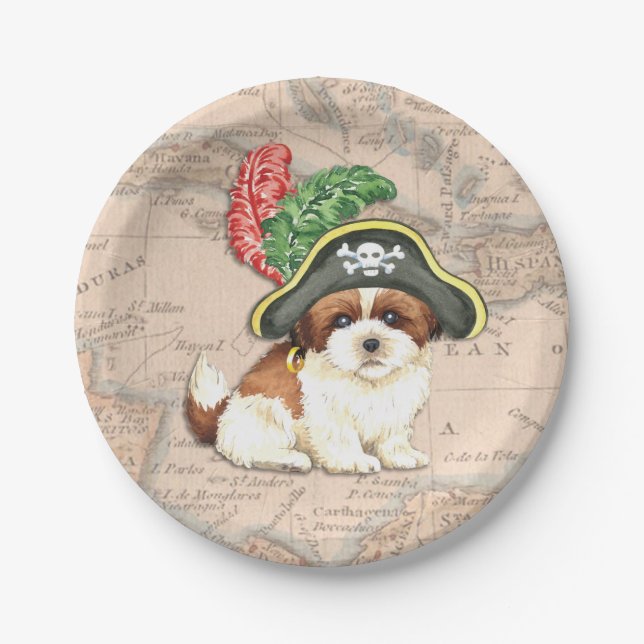 Plato De Papel Pirata de Shih Tzu (Anverso)