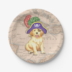 Plato De Papel Pirata del golden retriever