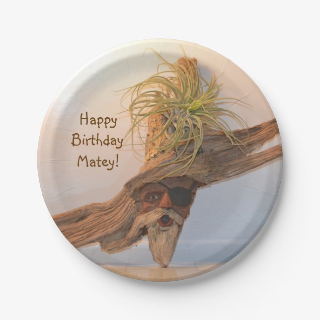 Plato De Papel Pirata Feliz Cumpleaños (Anverso)