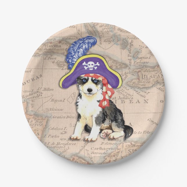 Plato De Papel Pirata Husky (Anverso)