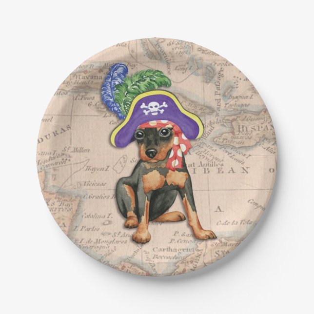 Plato De Papel Pirata Min Pin (Anverso)