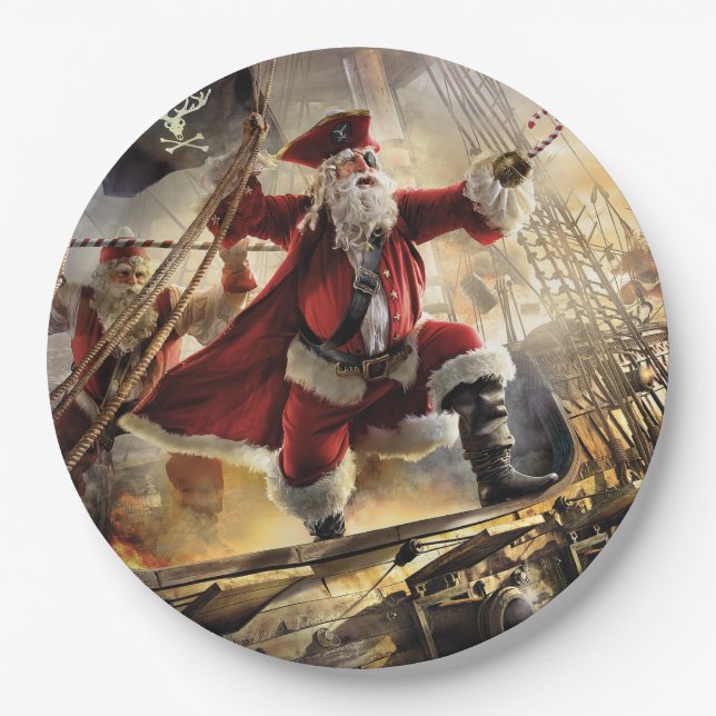 Plato De Papel Pirata Santa (Anverso)