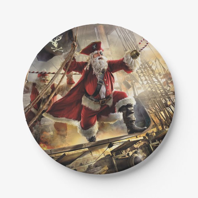 Plato De Papel Pirata Santa (Anverso)