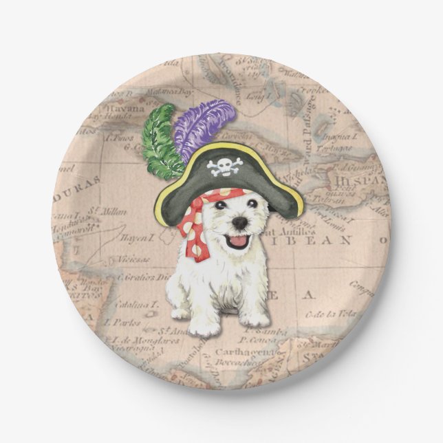 Plato De Papel Pirata Westie (Anverso)