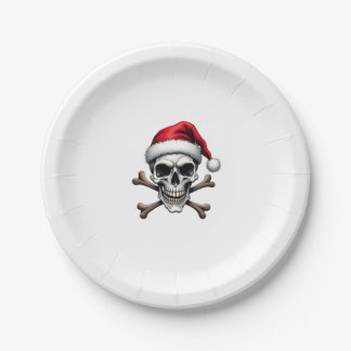 Plato De Papel Pirate Christmas Skull & Crossbones Santa Hat. Got