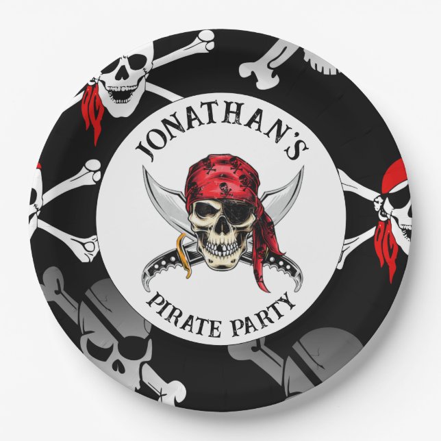 Plato De Papel PIRATE FIESTA HABILIDADES Placa de papel (Anverso)