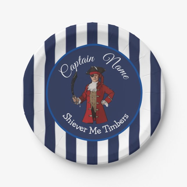 Plato De Papel Pirate Nautical Boy (Anverso)