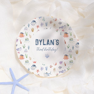 Plato De Papel Pirate Ocean Under the Sea Boy Birthday Party