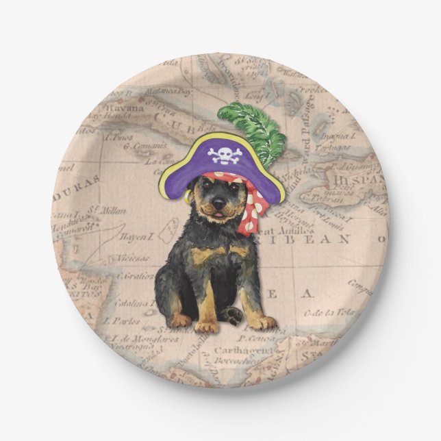 Plato De Papel Pirate Rottweiler (Anverso)