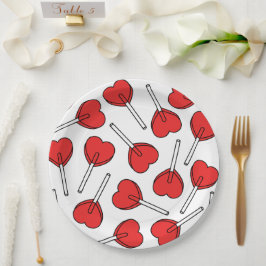 Plato De Papel Piruetas Rojas, Piruetas de Corazón, Patrón de Pir