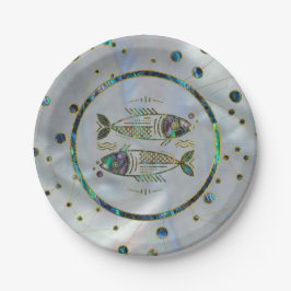 Plato De Papel Pisces Zodiac Gold Abalone en Constellation