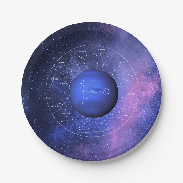 Plato De Papel Pisces Zodiac Rótulo Astrológico Planeta Neptuno (Anverso)