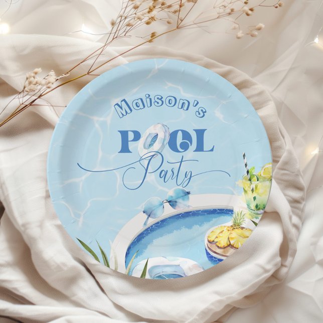 Plato De Papel Piscina azul para los niños de cumpleaños de la pi (Subido por el creador)
