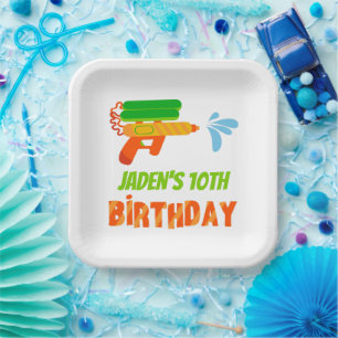 Plato De Papel Piscina de armas de agua Fiesta niños Cumpleaños d