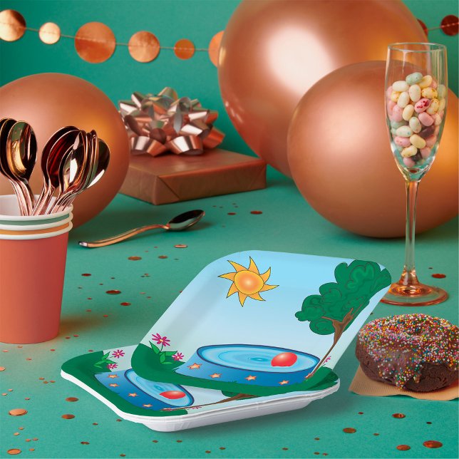 Plato De Papel Piscina infantil bajo un árbol (Subido por el creador)