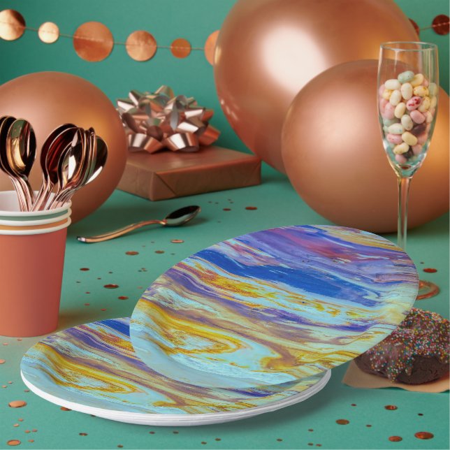 Plato De Papel Piscina Yellowstone Lava Swirls (Multi)