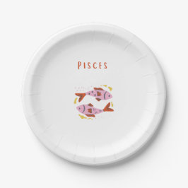 Plato De Papel Piscis rosa, zodiaco, impresión de signo zodiacal