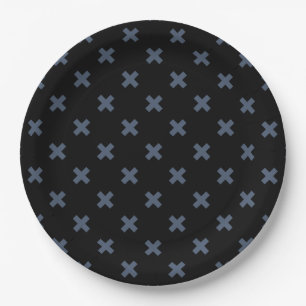 Plato De Papel Pisos cruzados de color azul-gris sobre negro