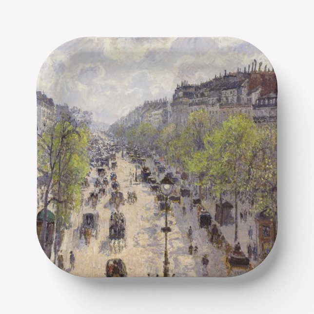 Plato De Papel Pissarro - Boulevard Montmartre, primavera (Anverso)