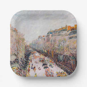 Plato De Papel Pissarro - Montmartre, Mardi Gras en el Boulevard