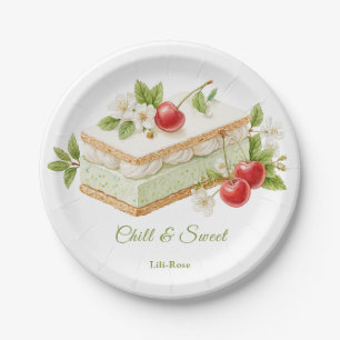 Plato De Papel Pistachio Hielo Crema Sandwich Día Agua