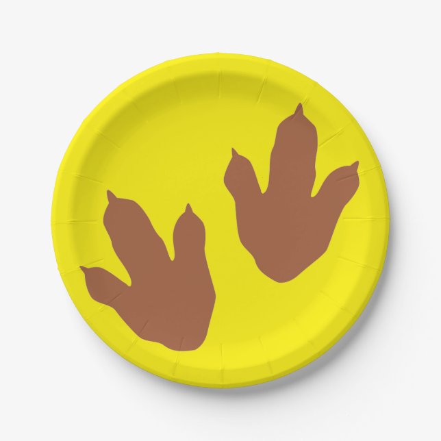 Plato De Papel Pistas de dinosaurios (Anverso)